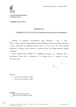 Informacja og&oacute;lna o zbędnych i zużytych skladnikach majatku