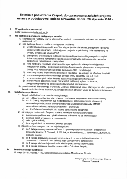 notatka z posiedzenia Zespołu do opracowań projektu ustawy o poz