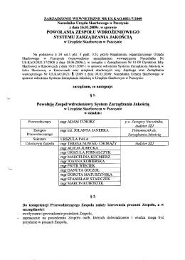 powołania zespołu wdrozeniqwego systemu zarządzania jakoscią