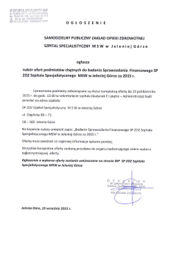Pobierz ogłoszenie - Szpital MSW Jelenia G&oacute;ra
