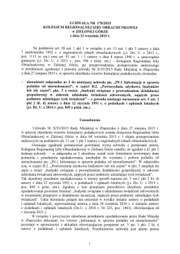 UCHWAŁA NR 178/2015 KOLEGIUM REGIONALNEJ IZBY