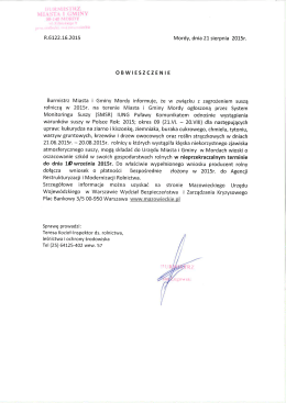 R.6122.16.2015 Mordy, dnia 21 sierpnia 2015r. OBWIESZCZENIE