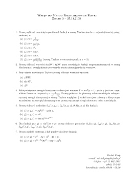 Wstęp do Metod Rachunkowych Fizyki Zestaw 3 – 27.11.2105