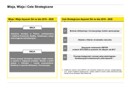 Misja, wizja i cele strategiczne Spółki dla Strategii