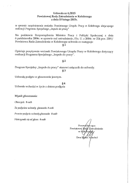 Uchwała nr 4 /2015 Powiatowej Rady Zatrudnienia w Kołobrzegu z