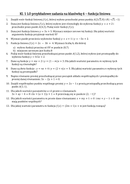 Kl. 1 LO przykładowe zadania na klasówkę 6 – funkcja liniowa