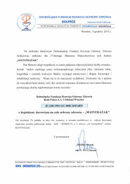 DOLNOŚLĄSKA FUNDACJA ROZWOJU OCHRONY ZDROWIA