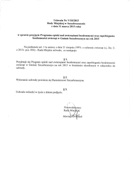 Treść uchwały nr V/18/2015 wraz z załącznikiem do uchwały