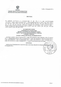 Taryfa OPEC Sp. z o.o. w Puławach od 30 listopada 2015 roku