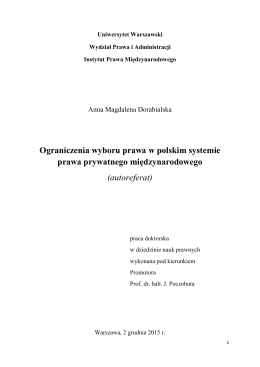 Ograniczenia wyboru prawa w polskim systemie prawa prywatnego
