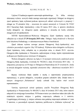 Wybory 2015 - Okręgowa Izba Aptekarska w Warszawie