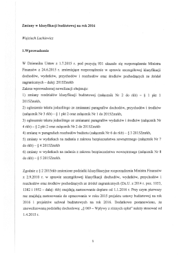 Zmiany w klasyfikacji budżetowej na rok 2016