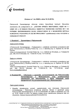 Zmiana nr 1 do SIWZ
