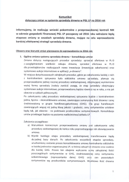 Komunikat dotyczący zmian w systemie sprzedaży drewna w PGL