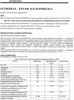 Karta techniczna EPS 038 DACH/PODŁOGA