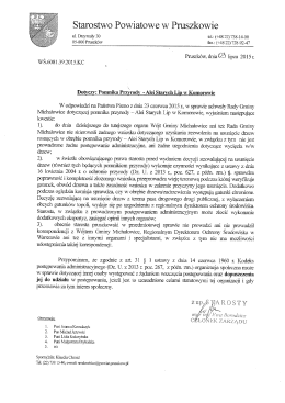 Pismo ze Starostwa dotyczące wycinki drzew w Alei Starych Lip