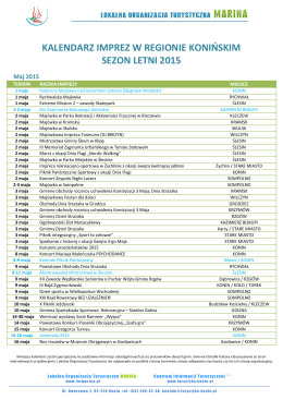 Kalendarz imprez MAJ 2015 - Centrum Informacji Turystycznej w