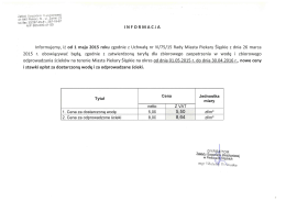 Informujemy, iż od 1 maja 2015 roku zgodnie z Uchwałą nr VI/75/15