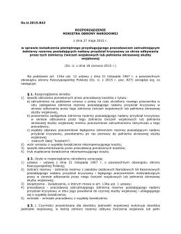 Rozporządzenie Ministra Obrony Narodowej z dnia 27 maja 2015