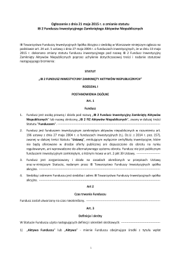 Ogłoszenie z dnia 21 maja 2015 r. o zmianie statutu IB