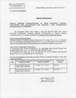 informacja o wyborze najkorzystniejszej oferty