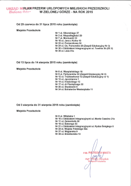 UZĄ&Uuml; M`PLAN` PRZERW URLOPOWYCH MlEJSKlCH PRZEDSZKOLI