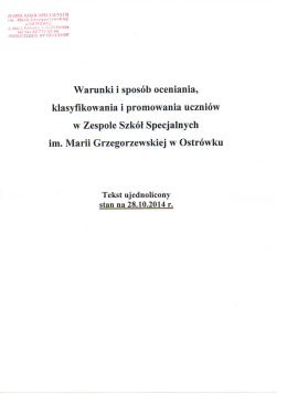 Warunki i sposób oceniania, klasyﬁkowania i promowania uczniów