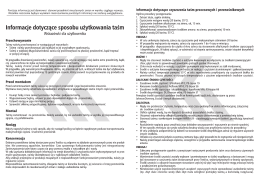 Etykieta informacyjna dotycząca sposobu użytkowania taśm