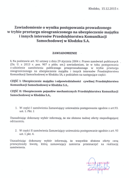 Zawiadomienie o wyniku postępowania prowadzonego