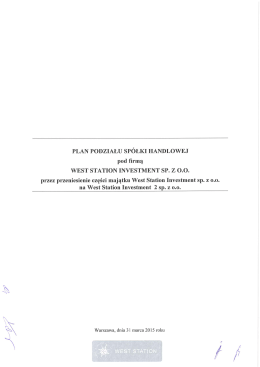 Plan Podziału sp&oacute;łki przez wydzielenie