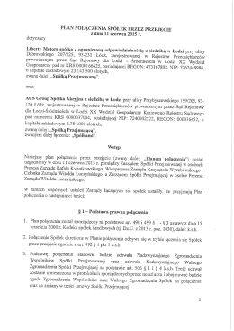 PLAN POŁĄCZENIA SPÓŁEK PRZEZ PRZEJĘCIE z