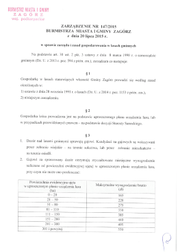 Zarządzenie Burmistrza Miasta i Gminy Zagórz w sprawie zarządu i