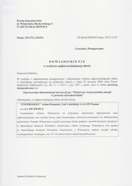 Powiadomienie o wyborze najkorzystniejszej oferty