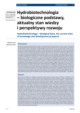 Hydrobiotechnologia – biologiczne podstawy, aktualny stan wiedzy i