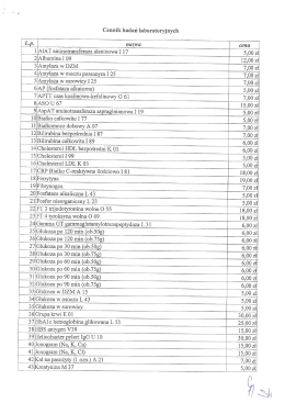 Cennik badań laboratoryjnych Lp. nazwa cena