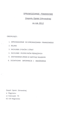 Sprawozdanie finansowe za rok 2012