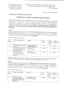Informacja o wyborze najkorzystniejszej oferty