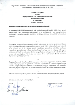 Uchwała Zarządu w sprawie doprecyzowania polityki