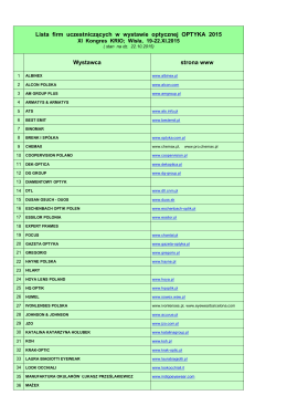 Lista firm uczestniczących w wystawie optycznej