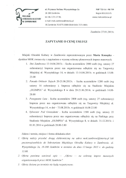zapytanie o cenę usługi