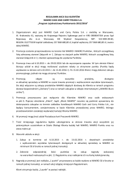 Program Lojalnościowy Punktomania 2015/2016