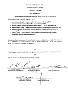 Sprawozdanie Rady Nadzorczej za rok obrotowy 2014