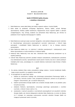 Regulamin Rady Nadzorczej Spółki Hyperion S.A.