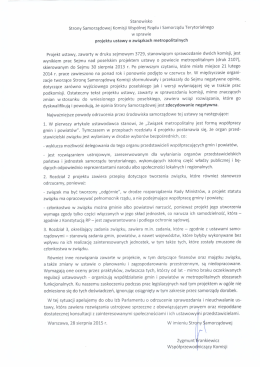 Stanowisko Strony Samorządowej Komisji Wsp&oacute;lnej rządu i