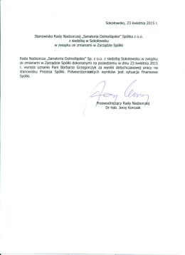 Stanowisko Rady Nadzorczej