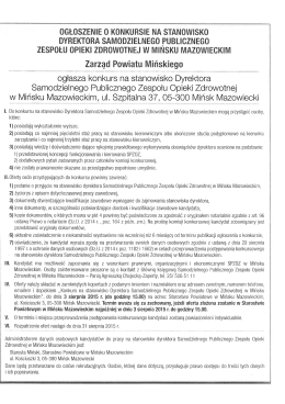 Ogłoszenie o konkursie na stanowisko dyrektora