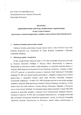 Recenzja prof. dr hab. inż. Rafał Miłaszewski, prof. zw.