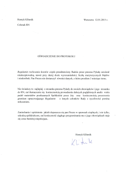 Henryk Klitenik Warszawa 12.01.2015 r. Członek