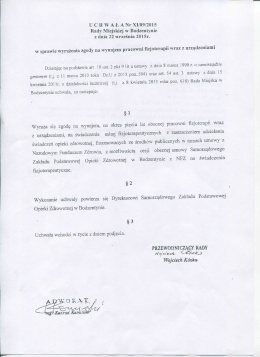Uchwała Rady Miejskiej w Bodzentynie z dn. 22 września w sprawie