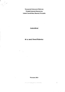 Autoreferat dr n. med. Pawła Plakwicza